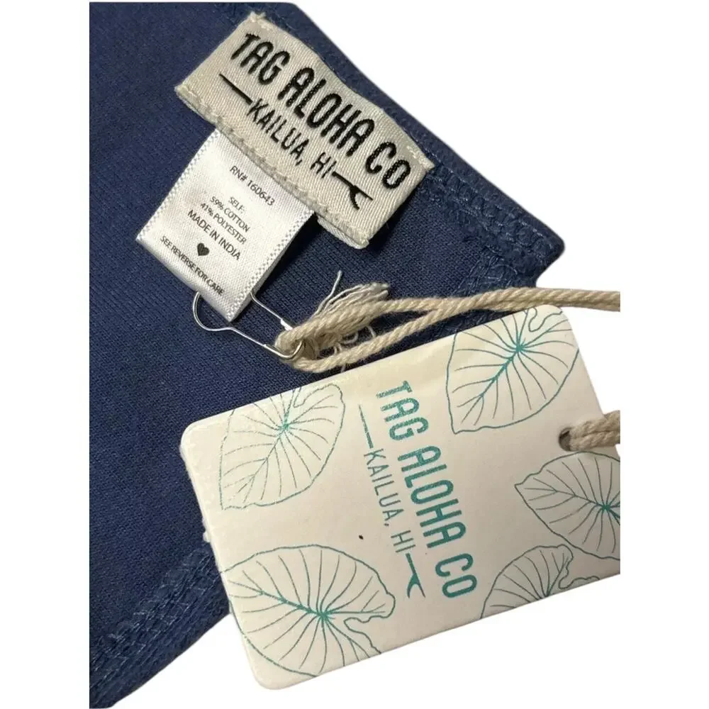 Tag Aloha Co. Women's The Hibiscus Embroidered Scarf DD7 Navy Blue One Size NWT